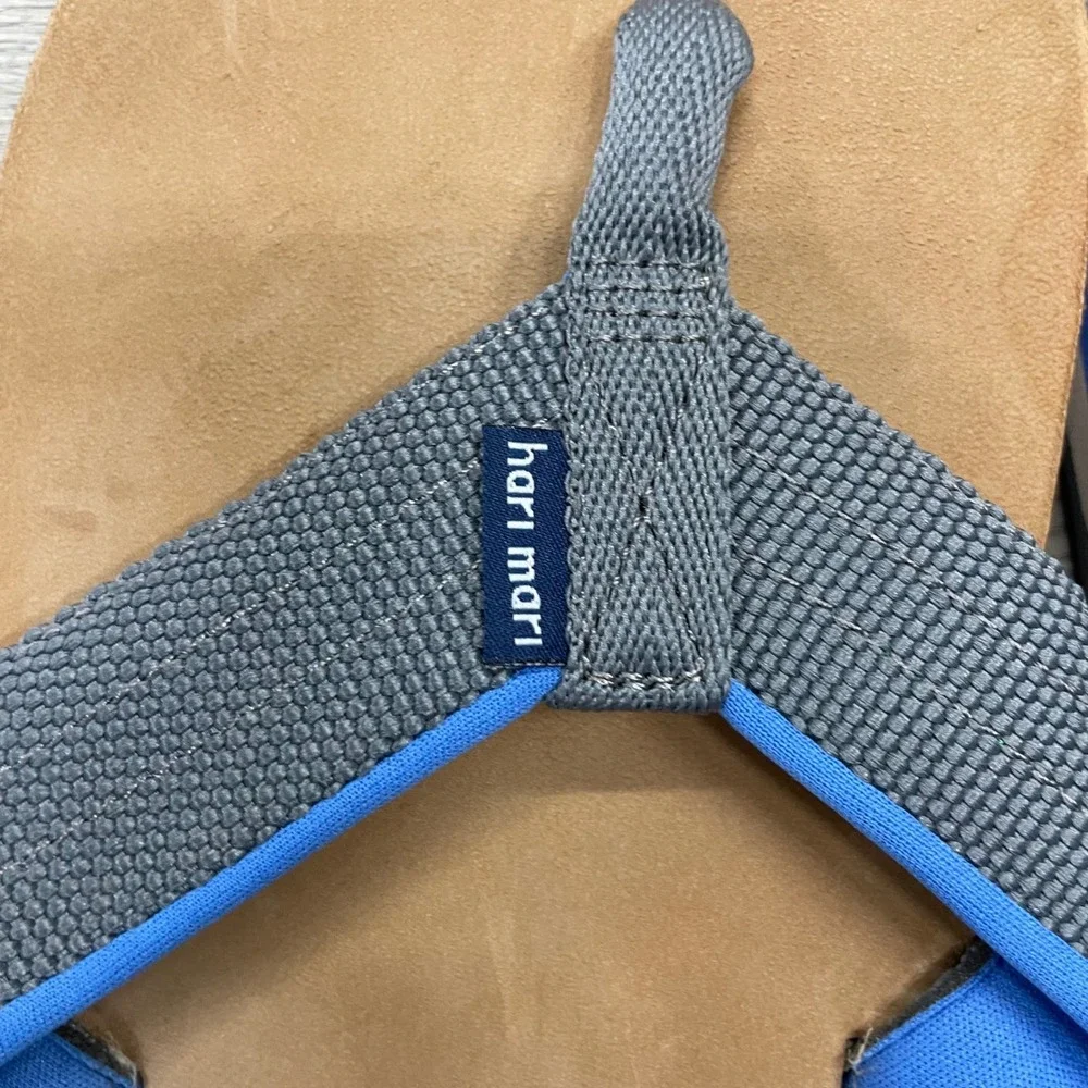 Hari Mari Flip Flop Sandals Mens 11 Grey Blue Leather Thong Straps